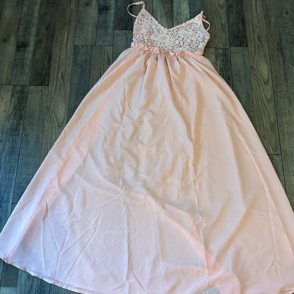 NEW - Light Pink High low dress with lace top